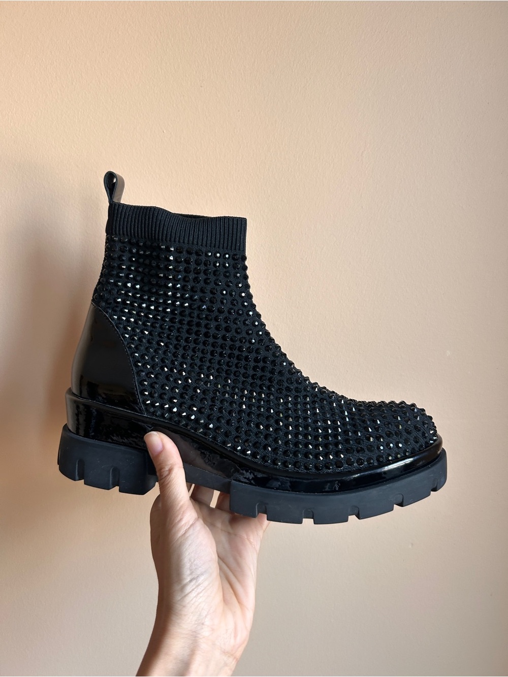 Black Embellished Knit Bootie by Wishbone
